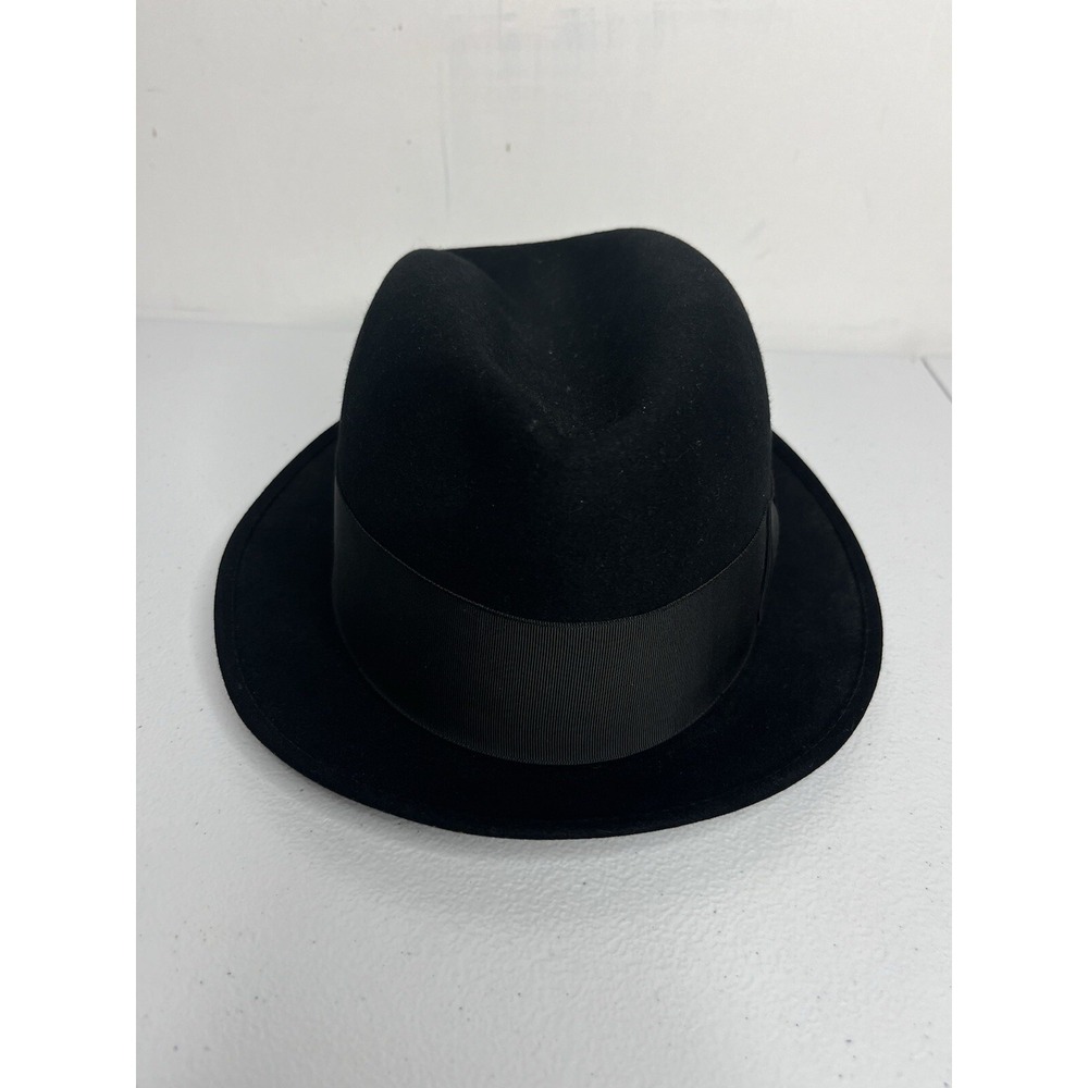 Vtg Royal‎ Stetson Black Fedora Hat With Feather Size Long Oval 7 - Picture 3 of 16